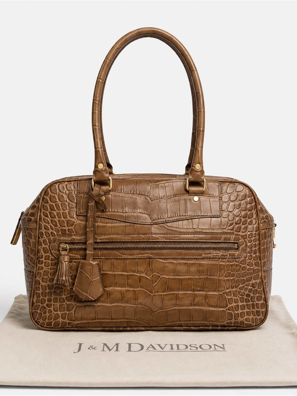J&M Davidson Vintage Croc Embossed Leather Satchel with Dustbag